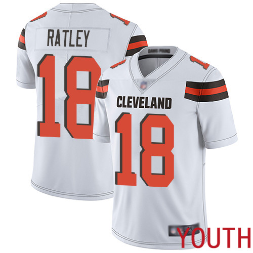 Cleveland Browns Damion Ratley Youth White Limited Jersey #18 NFL Football Road Vapor Untouchable->youth nfl jersey->Youth Jersey